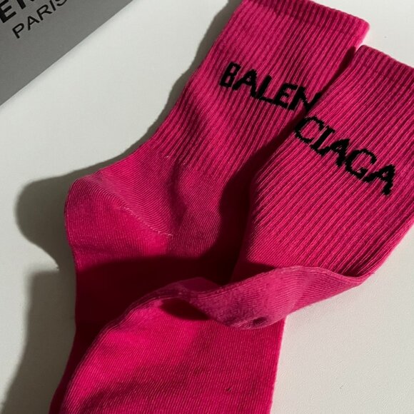 Balenciaga Socks | Pink/Magenta Logo Crew Socks | Unisex | From Japan - Picture 2 of 3